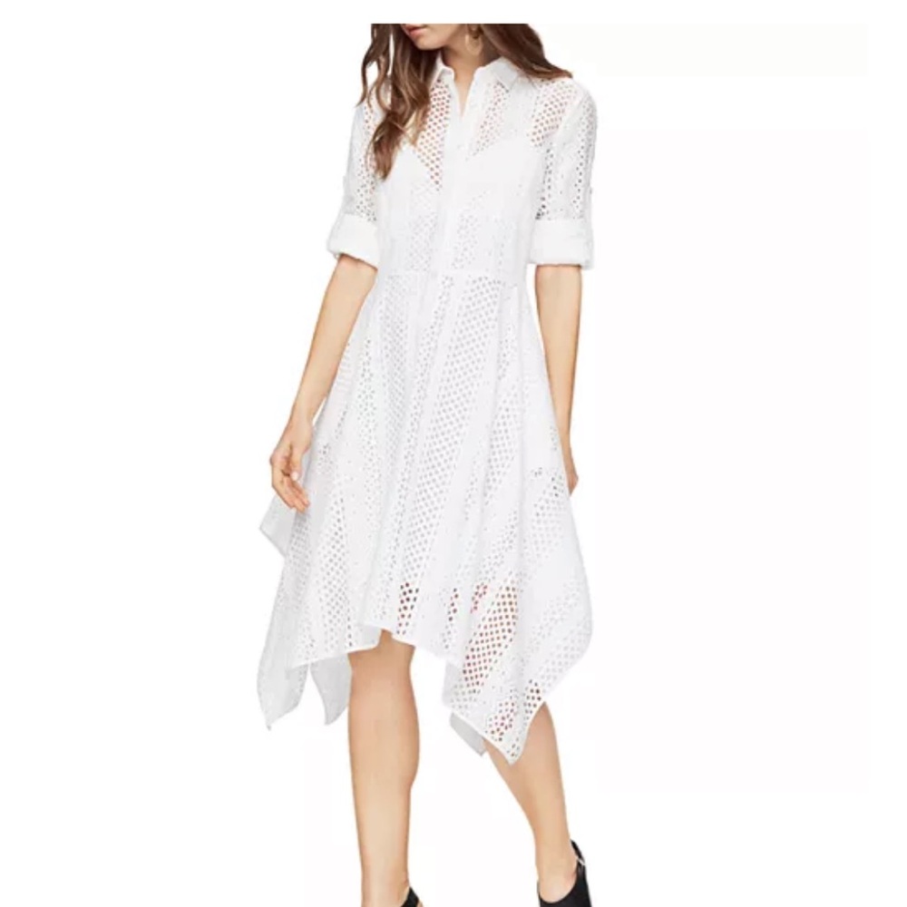 BCBGMaxAzria Beatryce White Ruffled Asymmetrical Sundress